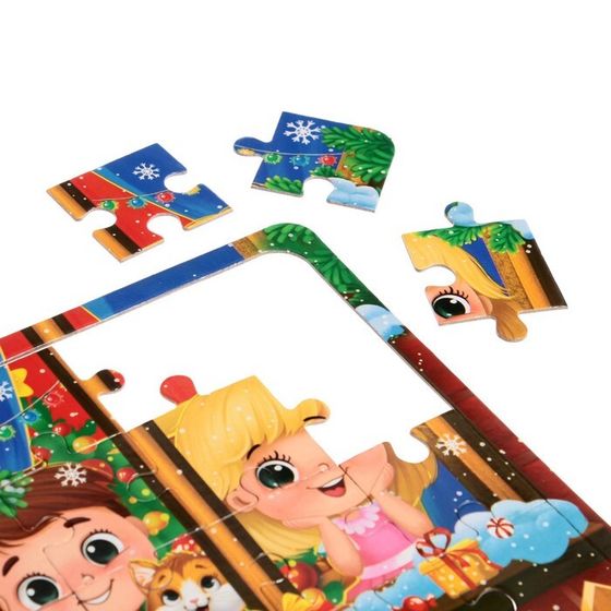 !Пазлы 4 в 1 «Новогодние радости», 9, 16, 25, 36 элементов