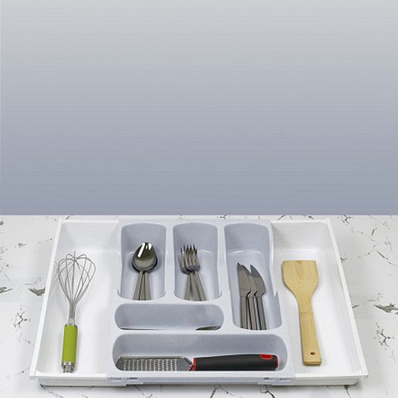 Лоток для приборов AKCESORIA KUCHENNE BASIC серый раздвижной