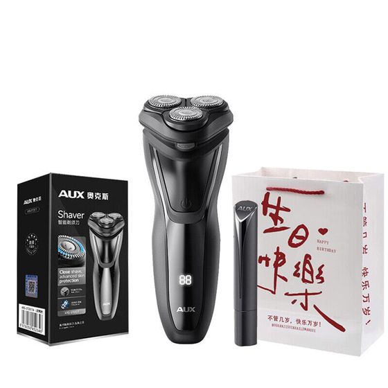 AUX 37DS17F Swivel Type Razors Stainless Steel Three Blades Wet And Dry Shaving Full-Body Washable Portable