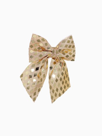 !09 Ёлочные игрушки (набор 2 штуки) «Зимнее волшебство. Бант» пластик, 12×11 см, золото