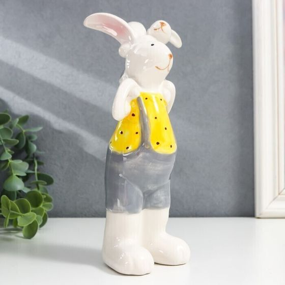 !09 Сувенир керамика &quot;На плечах у папы&quot; жёлтый, 10х9,5х21 см!