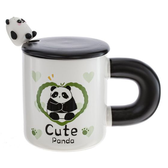 Кружка с крышкой и ложкой, 430 мл, L8,5 W8,5 H9,8 см