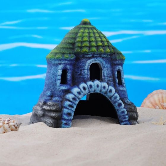 Декор для аквариума &quot;Замок-шатёр&quot;, керамический, 13 x 9 x 13 см, синий