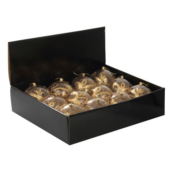 Набор из 12шт Украшение новогоднее Шар "Золотое напыление", D10 см, L44 W33 H11 см
