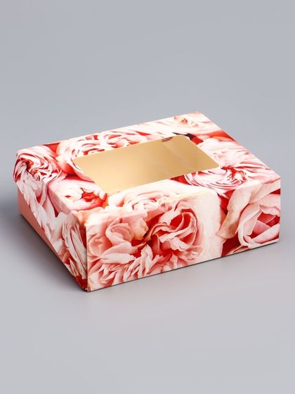 Коробка складная &quot;Пионы&quot; 10 х 8 х 3.5 см
