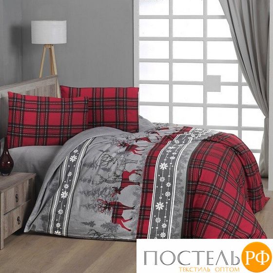 11300 КПБ DO&amp;CO FLANNEL 200*220 (50*70/2) HAPPINESS красный