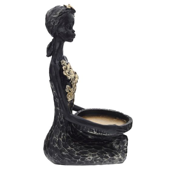 Фигурка декоративная "Африканка" с подставкой д/мелочей, L13 W13,5 H34 см