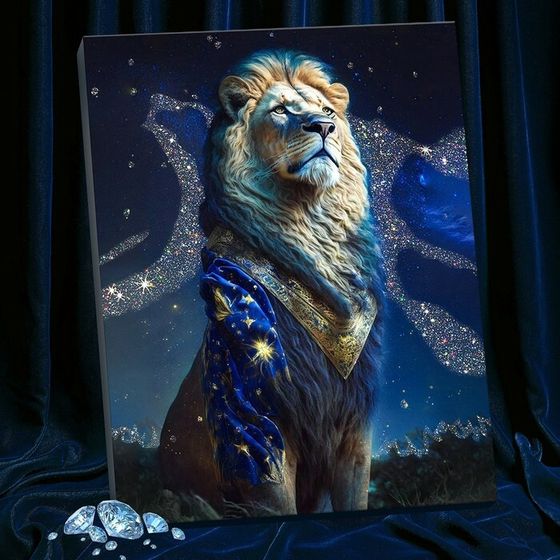 Картина по номерам с кристаллами из хрусталя, 40 × 50 см «Царь зверей» 20 цветов