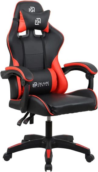 Кресло игровое Oklick Drifter искусственная кожа черный/красный