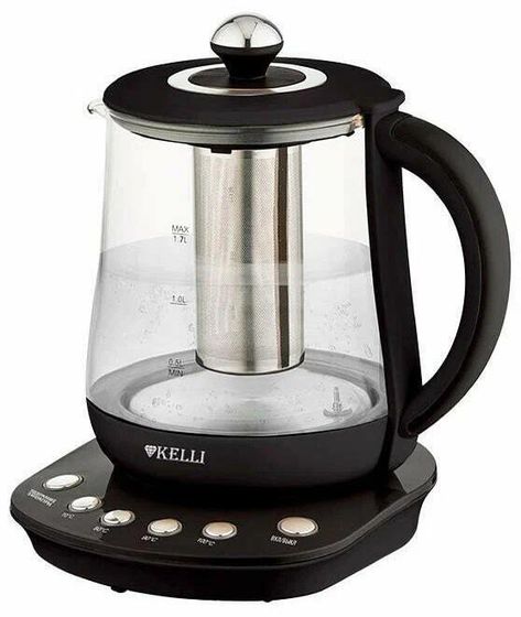 Чайник электрический Kelli KL-1377 1.6л 2200Вт черный (стекло)