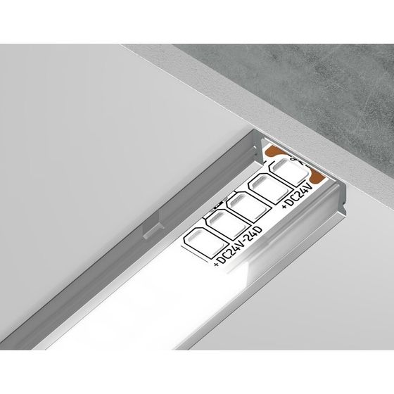 Профиль алюминиевый накладной Ambrella Illumination Alum Profile, GP1700AL, 2000х6х15.5 мм, цвет серебро, матовый рассеиватель