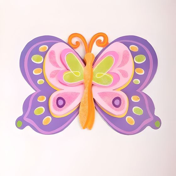 !09 Набор из 3-х декоративных наклеек &quot;Домашние животные&quot;: Наклейка декоративная самоклеющаяся, 35,5 х 25 см., дизайн ЦЫПЛЕНОК+КОРОВА+БАБОЧКА