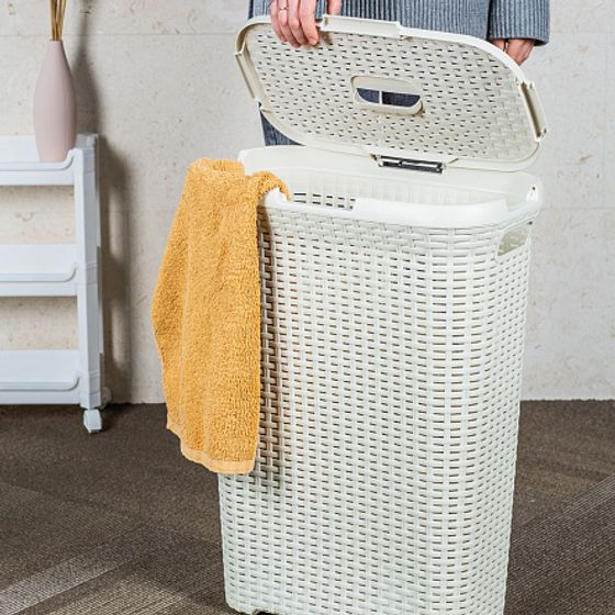 Корзина для белья RATTAN STYLE 40л кремовая