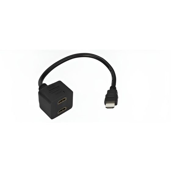 Переходник REXANT HDMI (m) - 2xHDMI (f), 0.2 м, черный