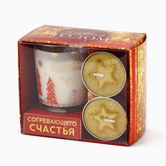 !09 Подарочный набор новогодних свечей «Зимнего волшебства», 11×5.6×9.8 см