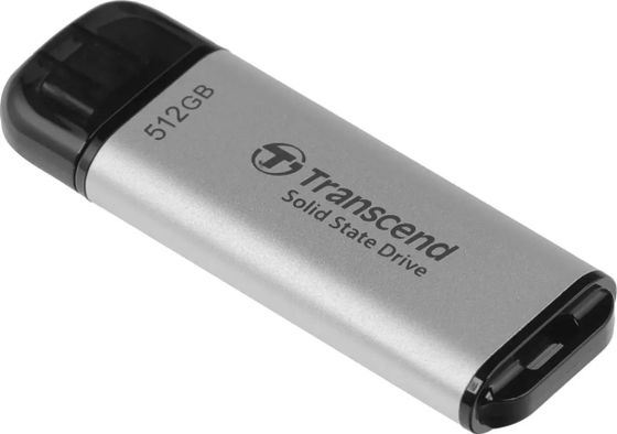 Флеш-накопитель 512GB Transcend External ESD300S TS512GESD300S USB3.2 серебристый