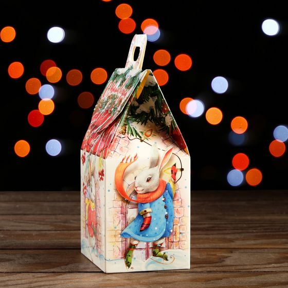 !09 Подарочная новогодняя коробка (комплект 10 штук) «Новогодние Кролики», для сладких подарков, 9.1×7×15.7 см