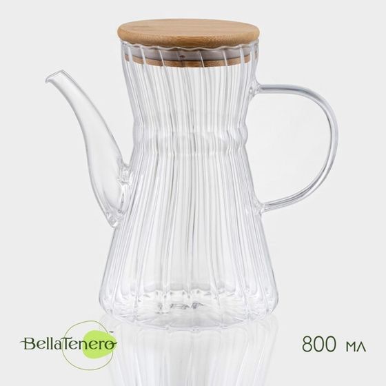 Заварочный чайник BellaTenero «Эко. Восток», 800 мл, 18×11,5×17 см, с бамбуковой крышкой, стекло