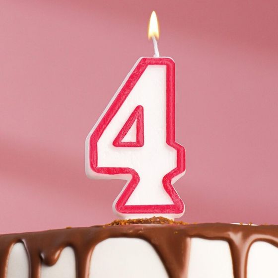 Свеча для торта «Цифра 4», 7 см, МИКС