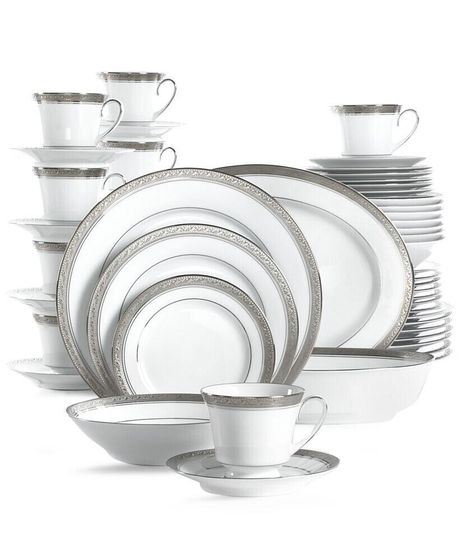 Crestwood Platinum 50 Pc. Dinnerware Set, Service for 8