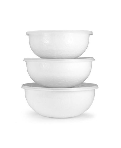 Solid White Enamelware Collection Mixing Bowls, Set of 3