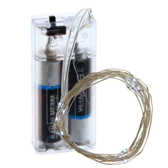 Электрогирлянда (20 белый, 2хАА, н/п), L210 W0,1 H0,2 см