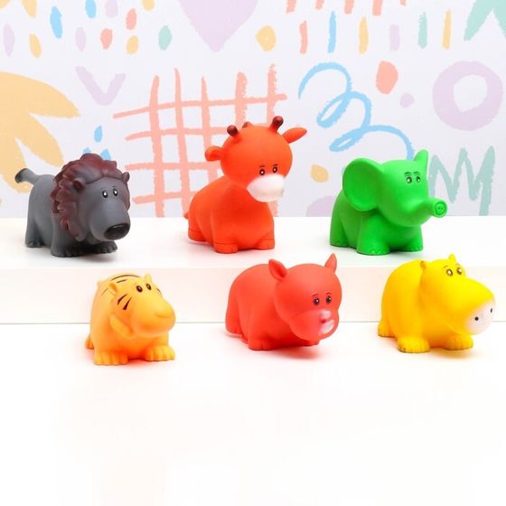 Игрушка-пищалка для купания в ванне «Животные» 6 шт., 5 см