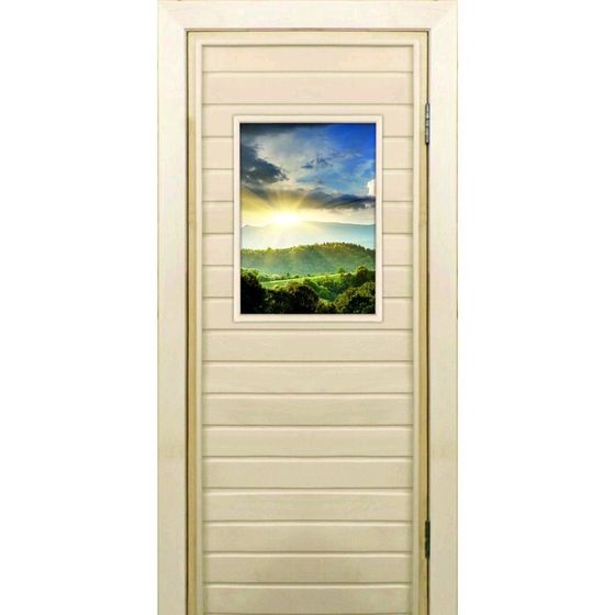 Дверь для бани со стеклом (40*60), &quot;Природа&quot;, 190×70см, коробка из осины
