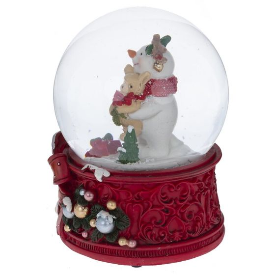 Фигурка декоративная &quot;Снеговик&quot; в стекл шаре (ключ, муз), L10 W10 H14 см, 2в.