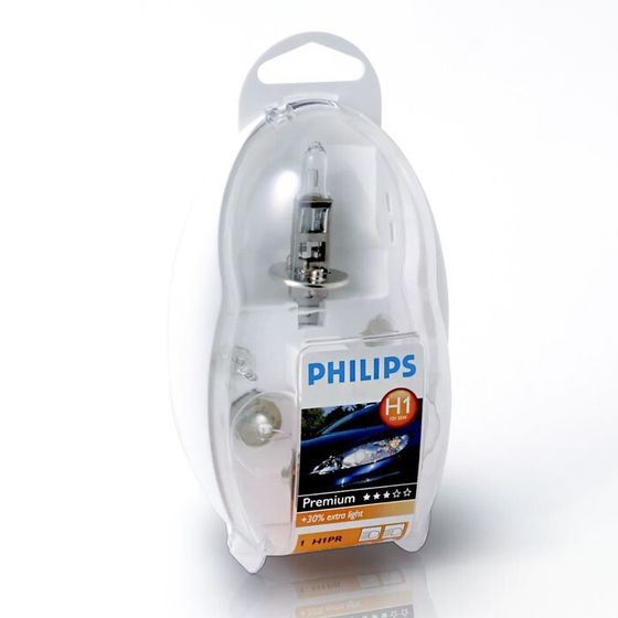 Лампа автомобильная Philips H1 12 В,  55W (P14,5s)  Набор ламп Easy Kit (55014) 55472EKKM