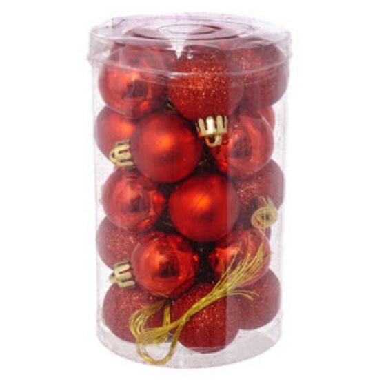 Набор из 25шт, Украшение новогоднее Шар &quot;Снежок красный&quot;, D3 см, L8 W8 H13 см