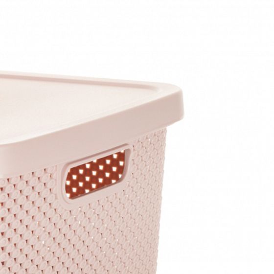 Ящик для хранения DIAMOND розовый 13л с крышкой