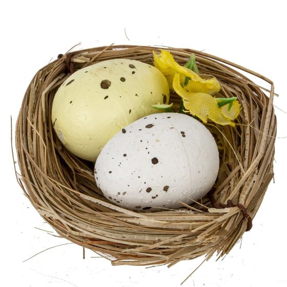 Набор из 6-ти изделий декоративных "Гнездо пасхальное" (6*4,5*2), L18 W12 H3 см
