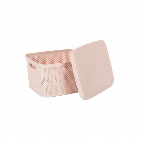 Ящик для хранения DIAMOND розовый 7л с крышкой