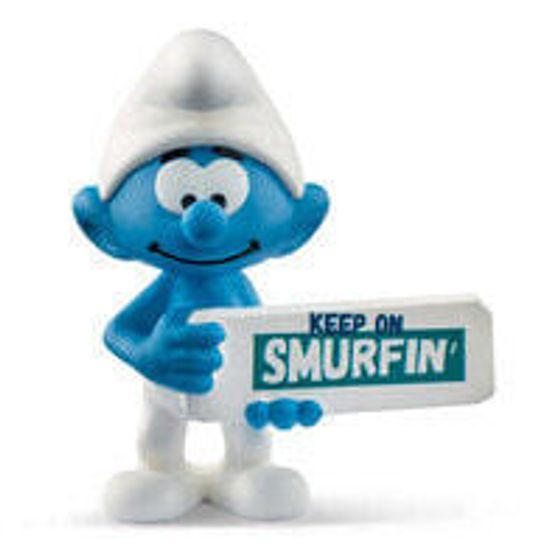 Schleich The Smurfs Smurf with Sign (Keep on Smurfin&#39;) - 3 yr(s) - Blue - White