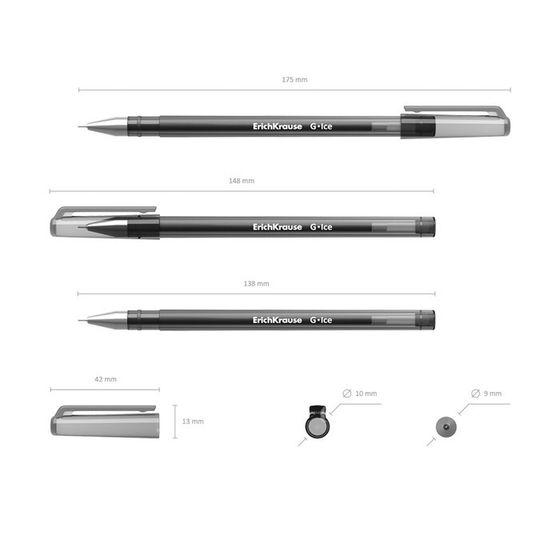 !Ручка гелевая 2 штуки ErichKrause G-Ice, чернила черные, узел 0.5 мм, длина непрерывной линии составляет до 500 метров