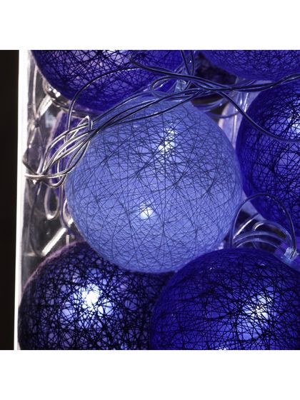 !09 Гирлянда - нить, 5 м с насадками «Клубки сиреневые», IP20, прозрачная нить, 20 LED, свечение белое, 220 В