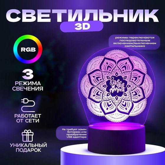 Светильник &quot;Узор&quot; LED RGB от сети 9,5х13х17 см RISALUX