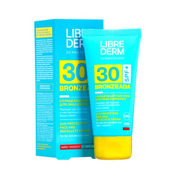 Солнцезащитный крем для лица и зоны декольте Librederm Bronzeada SPF30, 50 мл