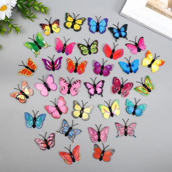 Магнит пластик &quot;Бабочка одинарные крылышки разноцветные&quot; 4,5 см