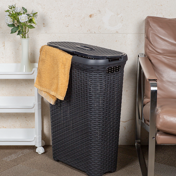 Корзина для белья RATTAN STYLE 60л темно-серая