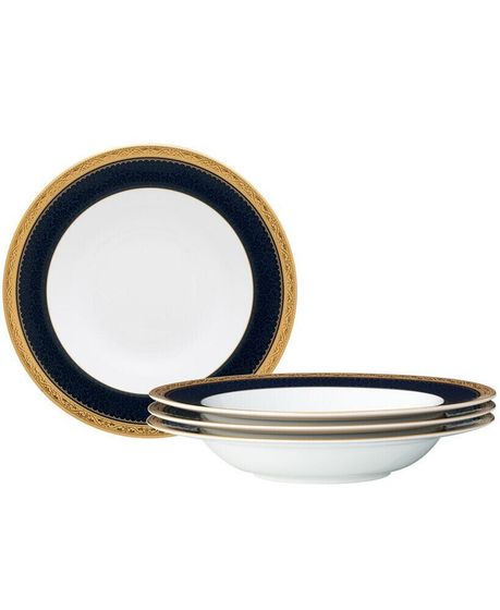 Odessa Cobalt Gold Set of 4 Soup Bowls, Service For 4