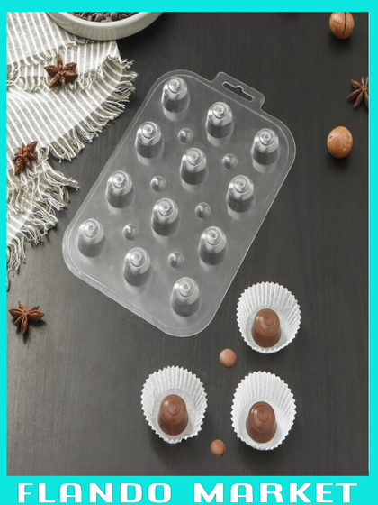 !09 НАБОР 2 ШТУКИ - Форма для шоколада и конфет «Круглые завитушки», 13×9,5 см, цвет прозрачный