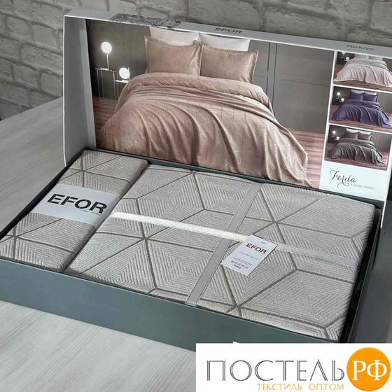 S0411/04 Покрывало EFOR Pique Bedspread FERDA (240*260) с наволочками серый GRI