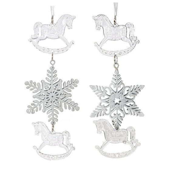 Украшение новогоднеe подвеска&quot;Снежинка с лошадками&quot;, L6,5 W1 H19 см, 2в.