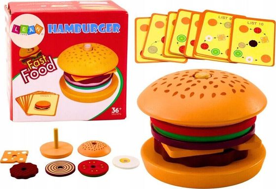 LeanToys Hamburger Drewniany 8 El Karty Z Przepisami 10 Szt