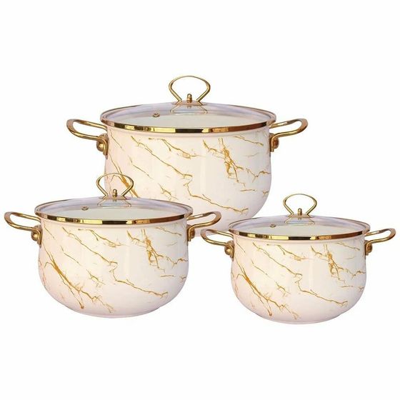 Набор кастрюль Zaidan Z-80630 Marble 6пр розовый