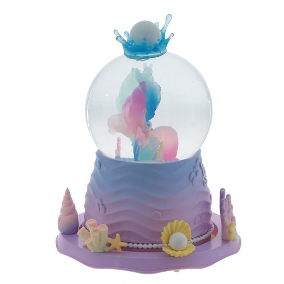 Фигурка декор &quot;Русалка&quot; в стекл шаре (муз, подсвет, вьюга, движ, 3xAAA н/п), D10 см, Д15 Ш15 В20 см