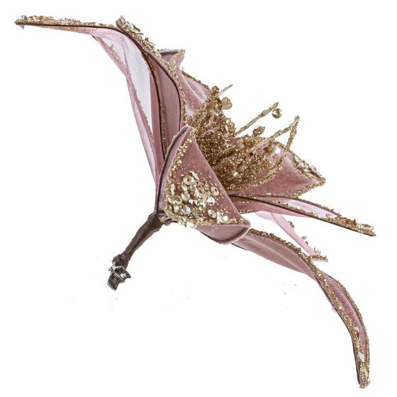 Цветок исскуственный &quot;Пуансеттия&quot; (на клипсе), D 26 см, L26 W26 H16 см