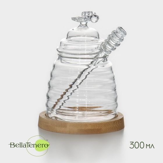 Баночка для мёда и варенья BellaTenero «Эко. Пчёлка», 300 мл, 10×12,5 см, с ложкой, стекло